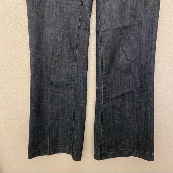 Maurices mid rise dark chambray blue jeans fabric button boot cut 7/8 Long - Picture 5 of 11